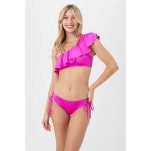 NWT! Trina Turk Monaco Ruffle One Shoulder Bikini Top in Stargazer - Size 10
